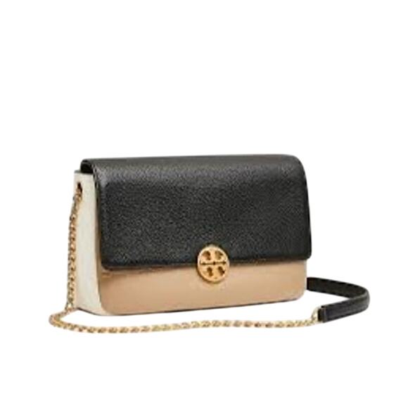 Tory Burch Chelsea Colorblock Converible Shoulder Bag in Beige/Black - Picture 1 of 16